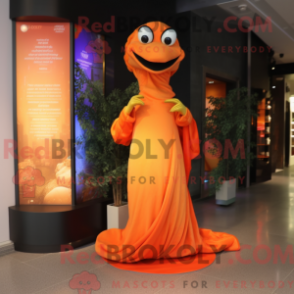 Orange maskotdräkt av PYTHON med aftonklänning och kepsar - Orange maskotar - REBROKO_292077 - RedBrokoly.com