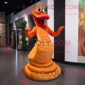 Orange maskotdräkt av PYTHON med aftonklänning och kepsar - Orange maskotar - REBROKO_292078 - RedBrokoly.com