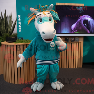Teal Quagga mascot costume...