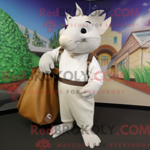 Hvit Armadillo maskot drakt...