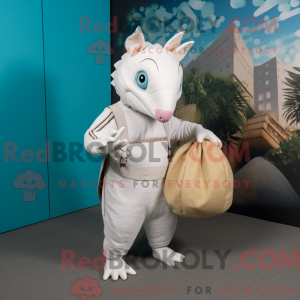 Hvid Armadillo maskot...