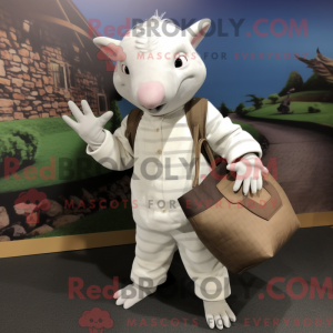 Hvit Armadillo maskot drakt...