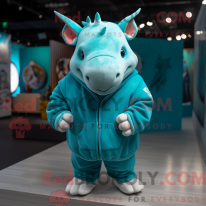 Turquoise Rhinoceros mascot...