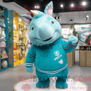 Turquoise Rhinoceros mascot...