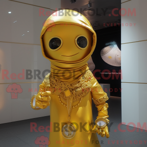 Gold Pendant maskot kostume...