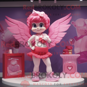 Pink Cupid maskot kostume...