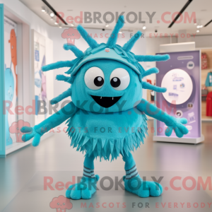 Cyan Spider maskot kostume...