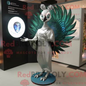 Sølv påfugl maskot...