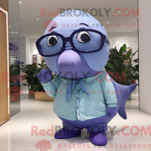 Lavendel blåhval maskot...