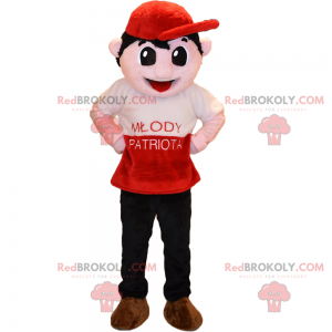 Mascota de personaje - niño con gorra - Redbrokoly.com