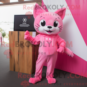Pink Cat maskot kostume...