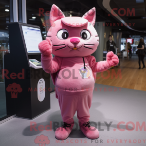 Pink Cat maskot kostume...