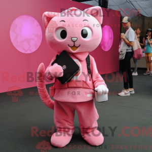 Rosa katt-maskotdraktfigur...