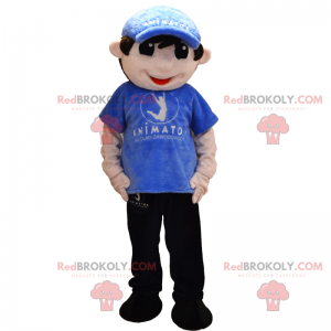 Mascota de personaje - niño en chándal y gorra - Redbrokoly.com