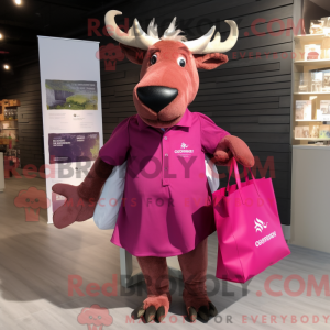 Magenta Elk maskot kostume...