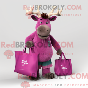 Magenta Elk-mascottekostuum...