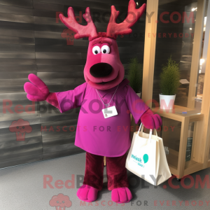 Magenta Elk maskot kostume...