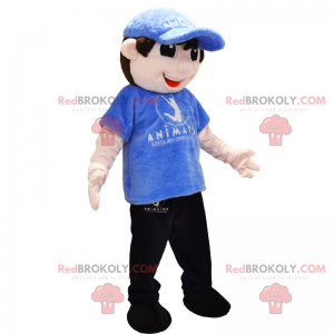 Mascota de personaje - niño en chándal y gorra - Redbrokoly.com