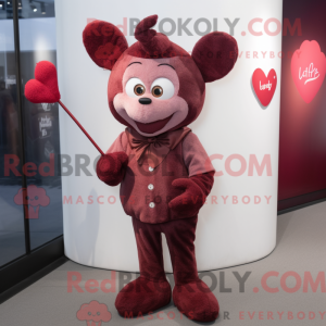 Maroon Cupid mascot costume...