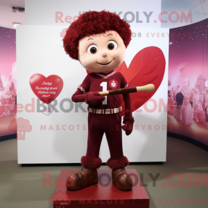 Maroon Cupid mascot costume...