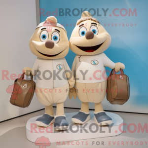 Beżowy par skøyter maskot...