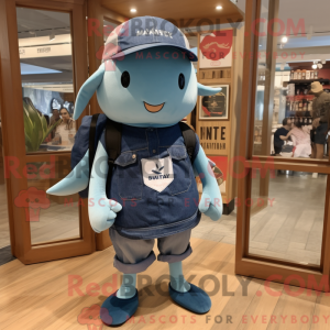 Navy Narwhal maskot kostym...