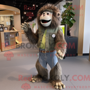 Olive Baboon mascot costume...