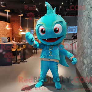 Turkis guldfisk maskot...