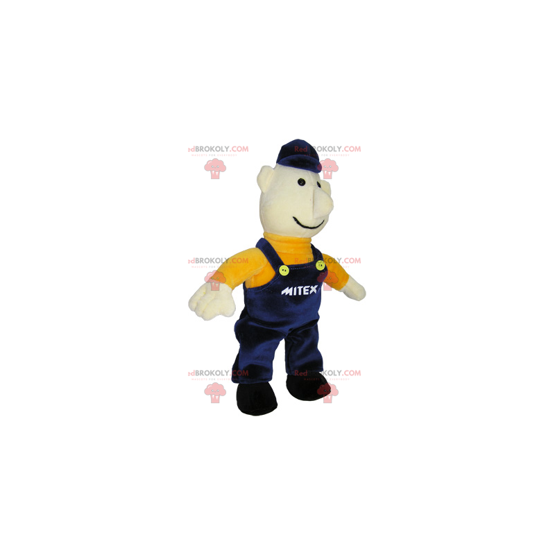 Mascote do personagem - trabalhador de macacão - Redbrokoly.com Mascote do personagem - trabalhador de macacão - Redbrokoly.com
