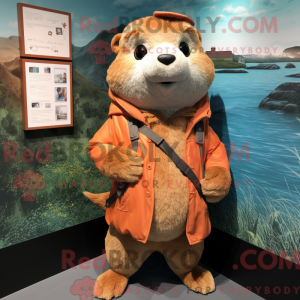 Orange Otter maskot kostume...