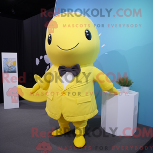 Yellow Whale maskot kostume...