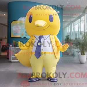 Yellow Whale mascot costume...