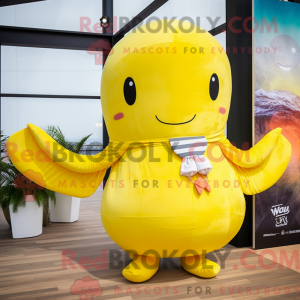 Yellow Whale maskot kostume...