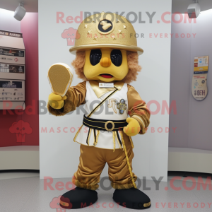 Gold Samurai mascot costume...