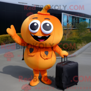 Fantasia de mascote de abóbora laranja com parca e pastas executivas - Mascotes de abóbora - REBROKO_292737 - RedBrokoly.com