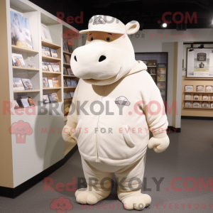 Cream Hippopotamus mascot...