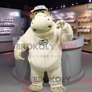 Cream Hippopotamus mascot...