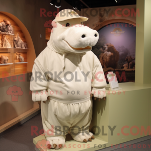 Cream Hippopotamus mascot...