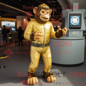 Guld chimpanse maskot...