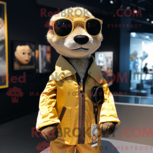 Gold Meerkat maskot kostume...
