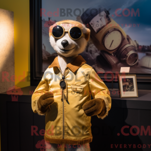 Gold Meerkat maskot kostume...