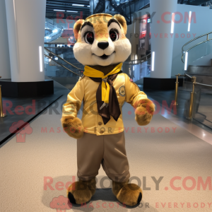 Gold Meerkat maskot kostume...