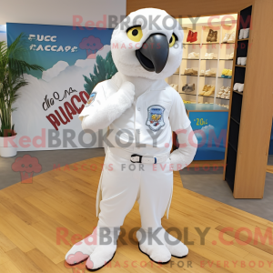 Hvit Macaw-maskotdraktfigur...