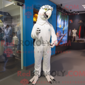 Hvit Macaw-maskotdraktfigur...