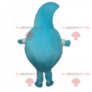Mascota de personaje azul con una cara sonriente -