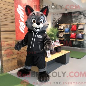 Sort Bobcat maskot kostume...