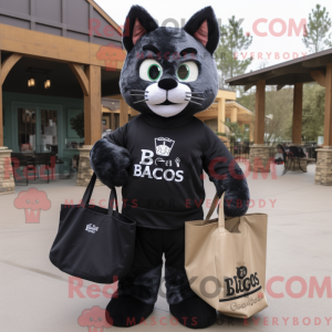 Sort Bobcat maskot kostume...