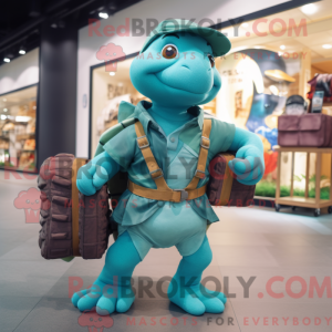 Teal Turtle Maskottchen...
