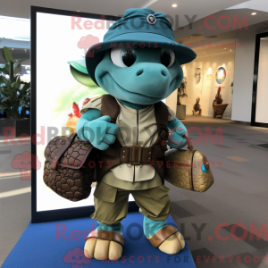 Teal Turtle maskot kostume...