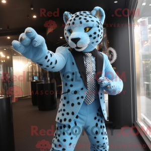Sky Blue Leopard mascotte...